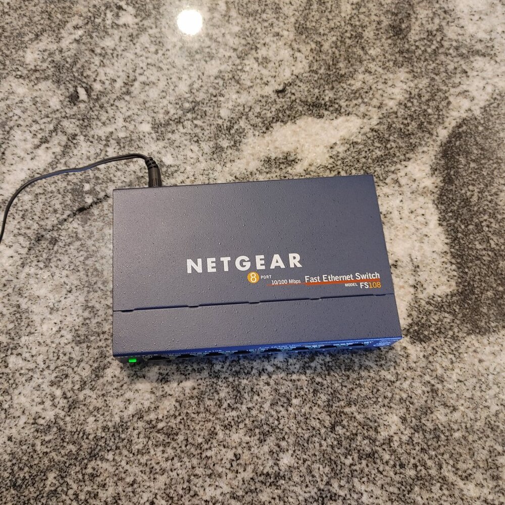 Netgear ProSafe 8 Port 10/100 FS108 Fast Ethernet Desktop Switch.